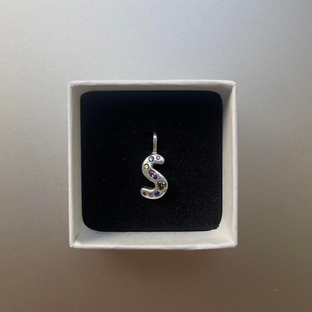 Sunnyonacloud Custom Sterling Silver Initial S Charm Pendant One of One ✨